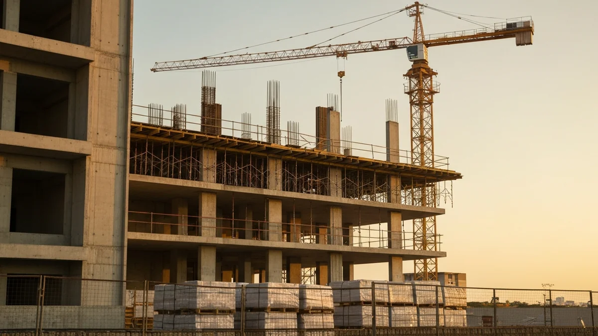 Documentos e gráficos de análise financeira de empreendimento imobiliário sobre mesa de trabalho